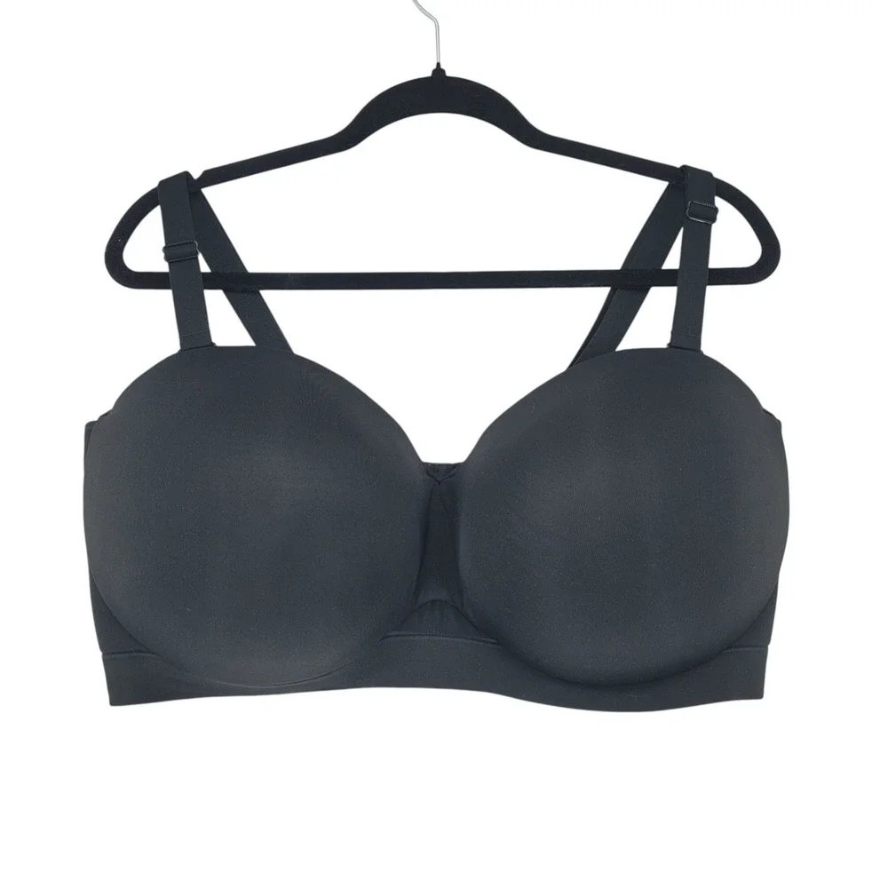 Cacique Comfort Bliss Strapless Bra Black Size‎ 42H Padded Full Coverage NEW